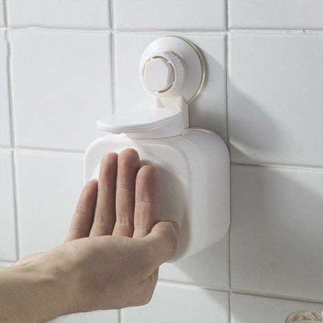 Nachfüllbarer Seifenspender mit Saugnapf zur Wandmontage, ohne Bohren, für Badezimmer oder Küche (weiß)