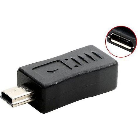 Adaptateur chargeur convertisseur micro USB femelle vers mini USB mâle noir Hfmqv