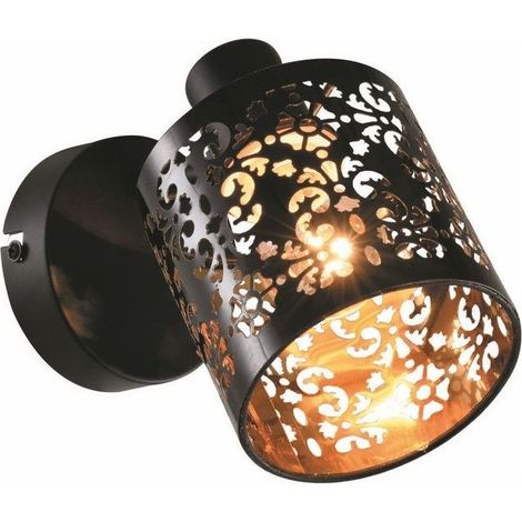 Applique murale déco noire à motifs Kiga E14 40W max