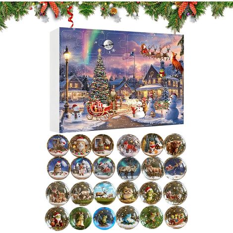 Advent Calendar 2025 with Animal Ornaments, Decorations Made of 2D Acrylic for 24 Days, Animals, Christmas Tree, Countdown, Advent for Adults, Holidays (1/5)