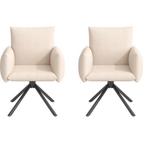 Lot de 2 chaises de salle à manger pivotantes à 360°, velours beige avec structure métal (1/5)