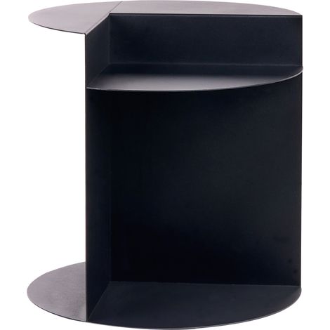Mesa auxiliar de metal redonda con estante negro Taggart