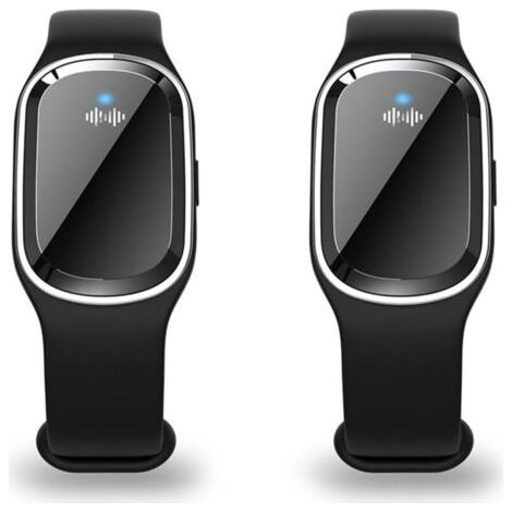 Lot de 2 Bracelet anti-moustiques à ultrasons, bracelet électronique anti-moustiques avec câble de charge USB (Noir) (1/4)