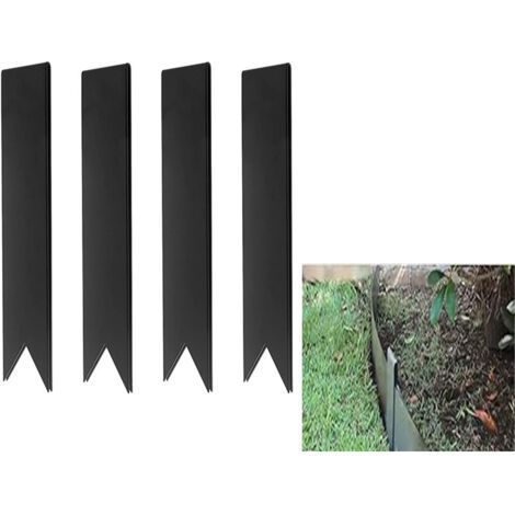 royaluxe-Bordure en métal - 4 pièces piquets de bordure de paysage de barrière de jardin solide  Bordure en métal pour l'aménagement paysager, Clips de connecteur en acier pour pelouse, jardin (1/5)