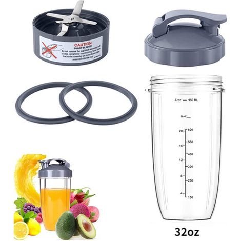 Juego de 5 piezas: licuadoras Nutribullet, de 946 ml (32 oz), cuchilla extractora premium 2 juntas de goma, licuadoras Nutribullet de 600 W 900 W (1/5)