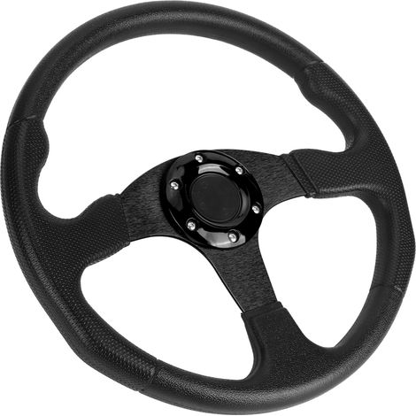 Volant Sport Voiture Course 350mm/14in Droit Jante Profonde 6 Trous Universel Accessoire Tuning Noir (1/5)