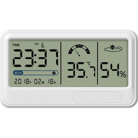 Digital Hygrometer, Electronic Temperature and Humidity Meter with LCD Time and Date Display, Indoor Thermometer Hygrometer with Stand for Garden Greenhouse