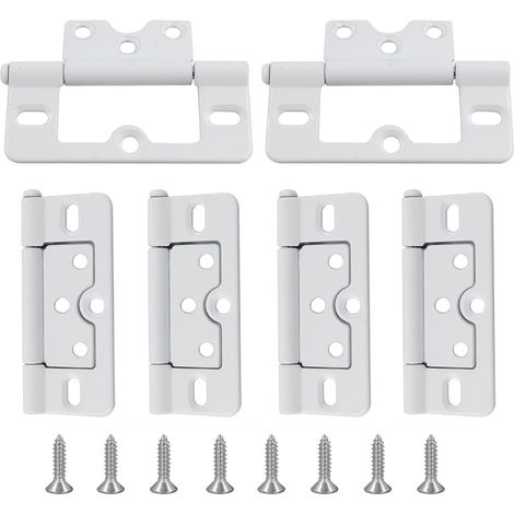 Bisagras sin espiga de 6 x 7,6 cm (3 pulgadas), bisagras para puertas plegables, bisagras de mariposa - blancas (1/4)