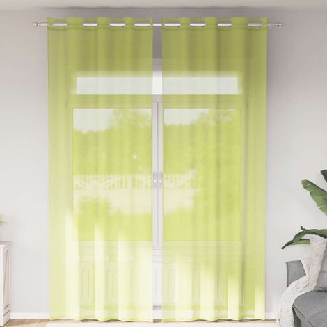 Rideaux en voile avec œillets 2 pcs vert pomme 140x300 cm (1/5)
