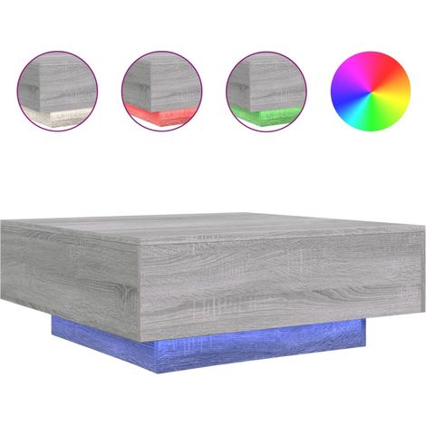 Maison Exclusive - Mesa de centro con luces LED gris Sonoma 80x80
