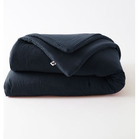 Édredon 180 x 240 cm - Double Gaze de Coton 125 gr/m² - Uni Gaïa Bleu Marine
