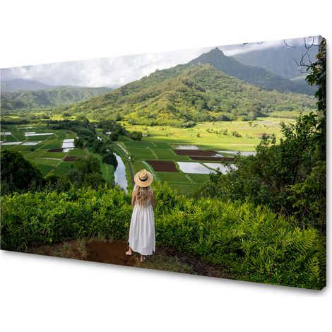 Leinwanddruck Natur Frau Bergblick 50x4