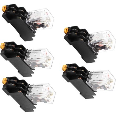 220/240V Spulen Rot Lampe DPDT 8-pin Leistungsrelais 5er Packung + Stecksockel