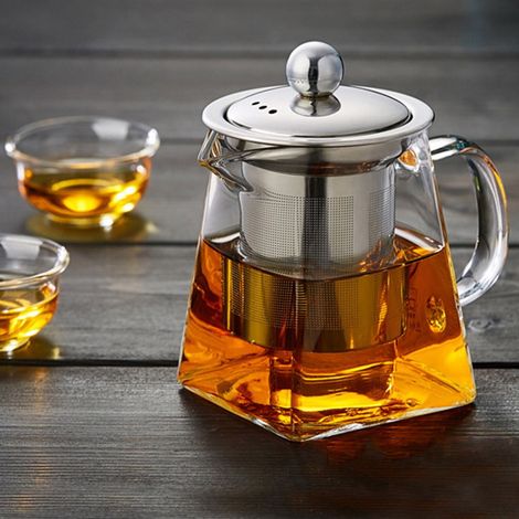 Théière En Verre - Avec Infuseur En Acier Inoxydable - Compatible Plaque De Cuisinière Et Électrique - 350 Ml (1/5)