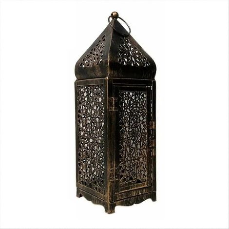1 lanterne vintage en métal, porte-bougie, accessoire de décoration de table (bougie non incluse), ZTFD-48L (1/5)