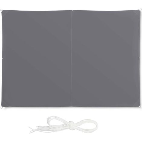 ACKERMAN – Voile d'ombrage rectangulaire 2 x 3 m en polyester 180 g/m², protection UV 30+, fixation rapide avec tendeurs et crochets (1/5)