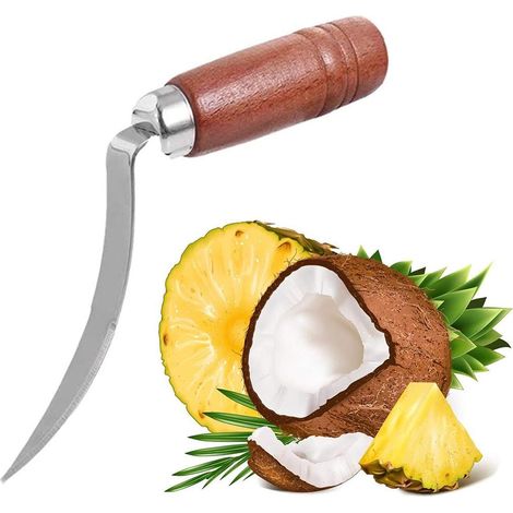 Ouvre-boîte à noix de coco, grattoir à noix de coco avec manche en bois, grattoir à noix de coco en acier inoxydable pour ustensiles de cuisine (1/5)