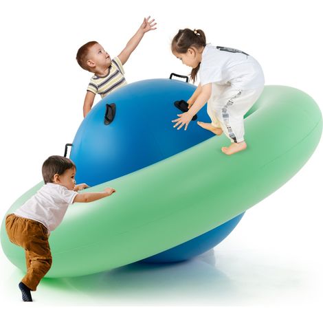 Giostra gonfiabile a pianeta per bambini da 223cm per inclinare, Arrampicarsi e saltare con 6 maniglie incorporate Verde (1/3)