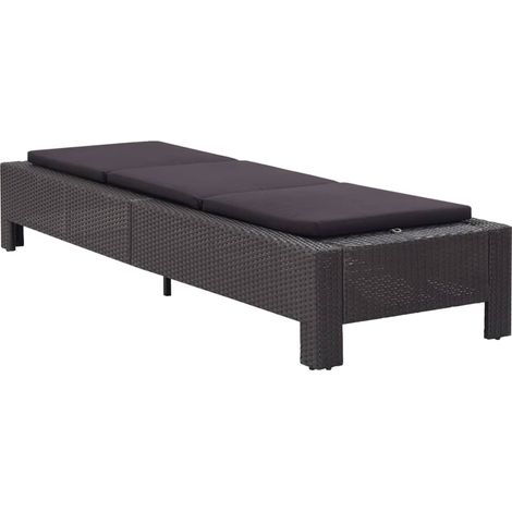 Chaise longue,Bain de soleil,Transat avec coussin Noir Résine tressée CFW70990 (1/5)