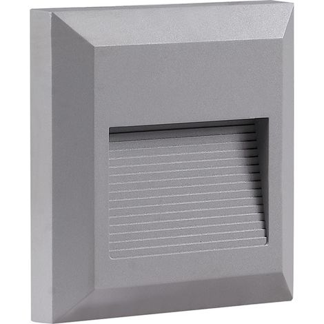 Lampada da parete LED da incasso per esterno impermeabile quadrata grigia da 2W - Bianco naturale 4000K (1/3)