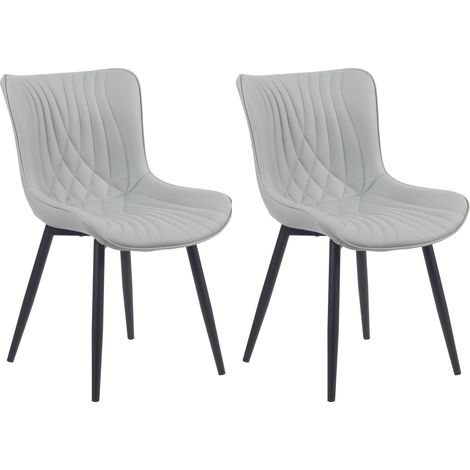 Set de 2 chaises de salle à manger design moderne en PVC gris et métal noir 100001672 (1/5)
