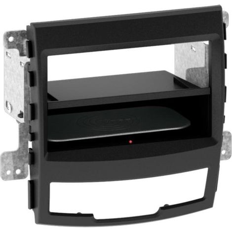 Kit Facade autoradio 2DIN compatible avec Ssangyong Korando 10-13 Avec vide poche Induction Qi Noir