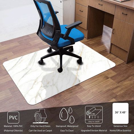 Non-slip floor mat for study/living room, chair cushions, seat cushions, protective mats for wood flooring and tiles - White marble pattern with diagonal stripes - 761222mm