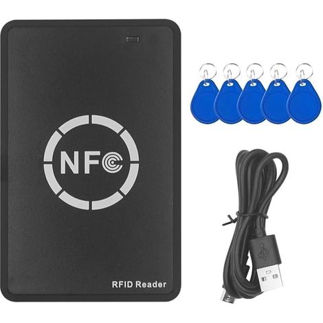 Lecteur/Écrivain de Puce Intelligente RFID NFC + Porte-Clés 5XCUID 125K 13,56M Copieur de Badge RFID Dupliqueur de Tag de Clonage IC ID Copie (1/5)