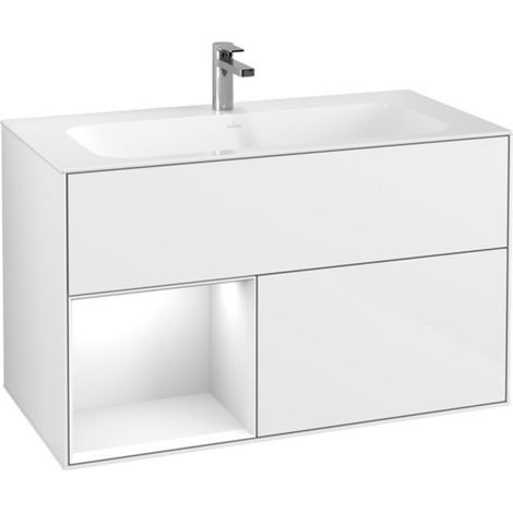 V&B Waschtischunterschrank Finion Reg li glo wh. Lac, Glossy white lacquer (1/2)