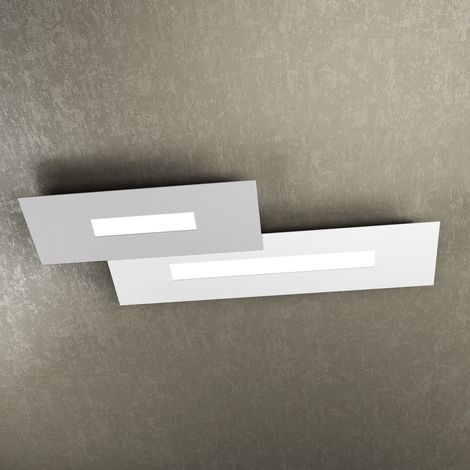 Plafoniera Moderna Rett. 2 Moduli Wally Metallo Bianco E Grigio 2 Luci 2G11 71Cm (1/3)