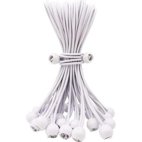 Spanngummis mit Kugel 25 cm, 25 Stück, Weiß, für Planen & Camping (1/5)
