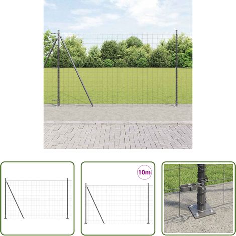 vidaXL Stahlzaun - Zaun mit Pfosten Grau 1,6 x 10 m Stahl und PVC (1/5)