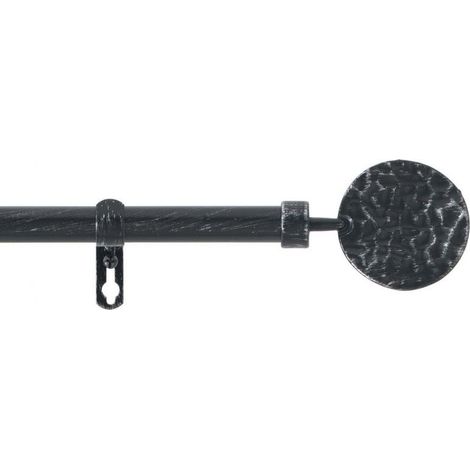 Homemaison – Tringle à rideau extensible 120-210 cm – Tube métal 19 mm – Finition patine bullette noir/argent (1/4)
