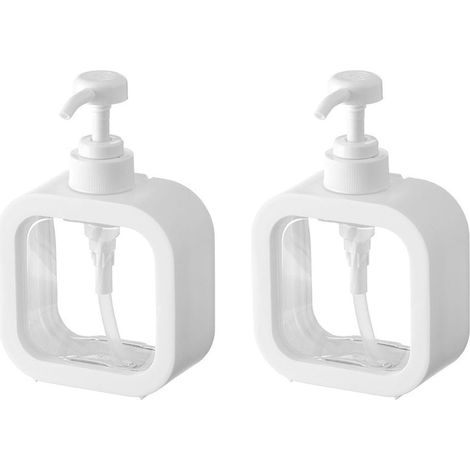Lot de 2 distributeurs de savon, 500 ml, distributeur de gel douche, distributeur de shampoing, distributeur de savon en plastique blanc, distributeur de savon de cuisine (1/5)