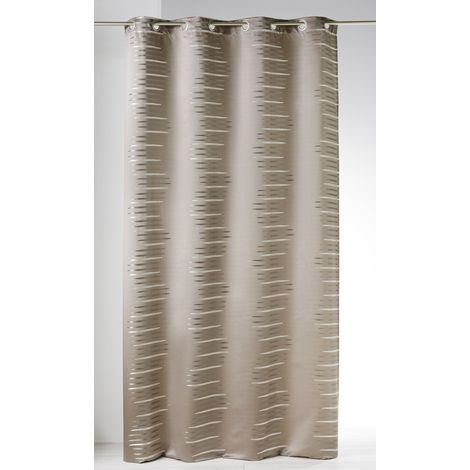 Rideau en jacquard à vagues fantaisies Taupe 140x260 cm