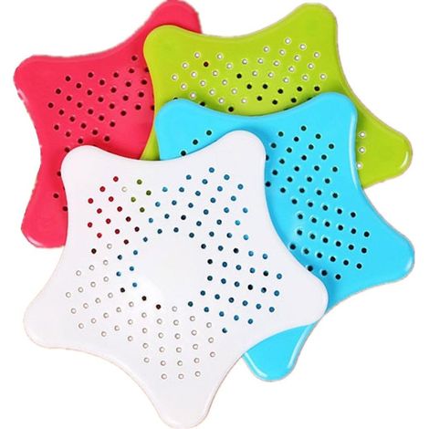 Lot de 4 filtres colorés en Silicone en Forme d'étoile pour évier, Baignoire, Douche, Cuisine (1/5)