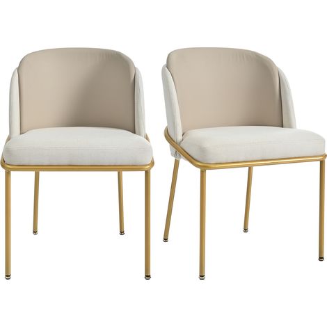 Set de 2 sillas de comedor modernas beige con patas inclinadas y patas nivelables (1/5)