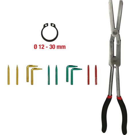 KS Tools Doppelgelenk-Sicherungszange für Außensicherungsringe mit auswechselbaren Spitzen