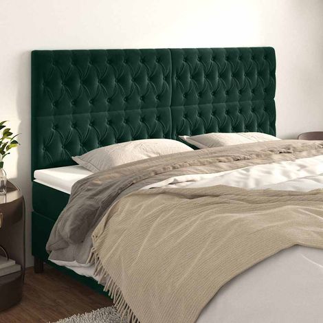 vidaXL Cabecero Terciopelo Verde Oscuro 180x7x118/128 cm (1/5)