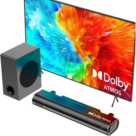 2.1 Barre de Son TV Dolby Atmos, Barre de Son avec Subwoofer de 5.25'', Home Cinema, Enceintes pour Téléviseur, 200W Puissance Maximale, Aigus et Basses Réglables, eARC/Opt/BT/AUX, A21 (1/5)