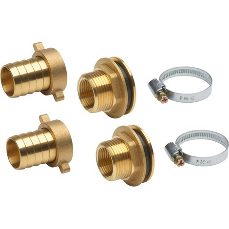 Meister Regentonnenverbindungs-Set 6-teilig - Verbindungsstutzen, Schlauchverschraubung & Schlauchschelle - Messing / Regentonnen-Verbindung / Set für Schlauchverbindung / Wassertechnik / 9924910 (1/5)