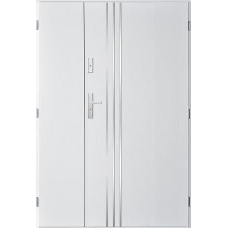 Porte d'entrée double GAMO 120x200 cm blanc - Poignée et serrure : Sans - Poussant: Gauche
