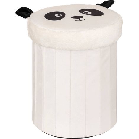 Atmosphera Andy pouf de rangement pliant noir et blanc (1/4)