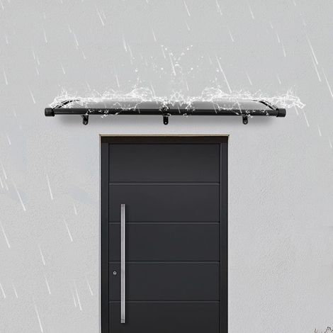Auvent courbé 120 x 60 cm, auvent extérieur, toit d'entrée en aluminium moulé sous pression, Cour, garage, terrasse, porche