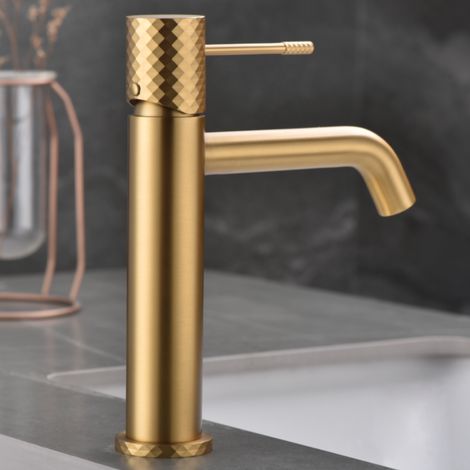 Imex -  Grifo Monomando Lavabo Caño Bajo Oro Serie  Génova (1/4)