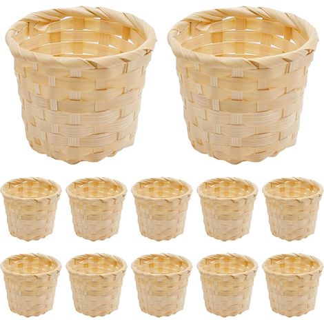 Panier Tressé En Bambou - 2,2 x 2,9 Pouces - Pour Bureau Maison Décoration Artisanat - Lot De 12 (1/5)