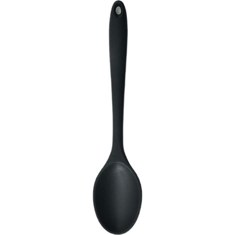 Lot de 2 cuillères de cuisine en silicone noir à long manche, résistantes à la chaleur (1/5)