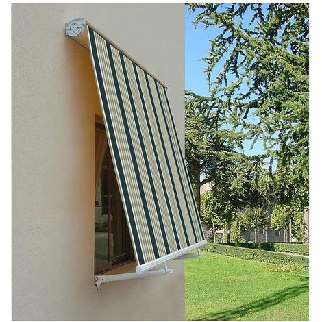 Tenda da Sole per Balcone a Caduta Cassonata Sangiorgio - Formato: 4 x 3 m - Colore: Rigato Verde/Bianco