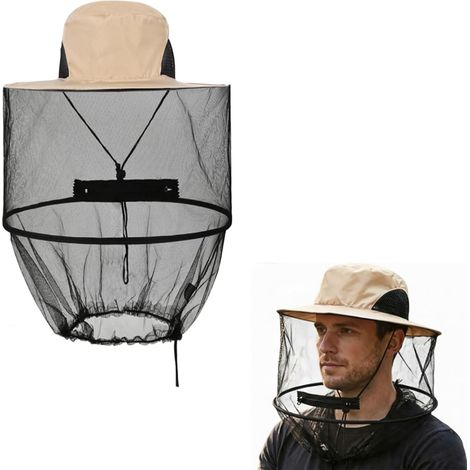 Mosquito net, beekeeper hat with veil, foldable beekeeper hat with sun protection, mosquito repellent cap for hiking, gardening, hunting (beige) (1/5)