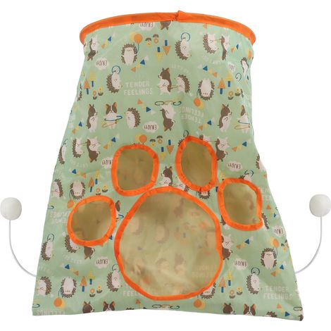 Jouet tunnel pliable pour chat, anneau en papier à 3 couches, avec boule en peluche et souris pliante pour animaux de compagnie, hérisson vert (1/5)